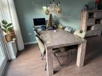 Eettafel 220x100 accacia hout, Ophalen, 200 cm of meer, Zo goed als nieuw, Vijf personen of meer