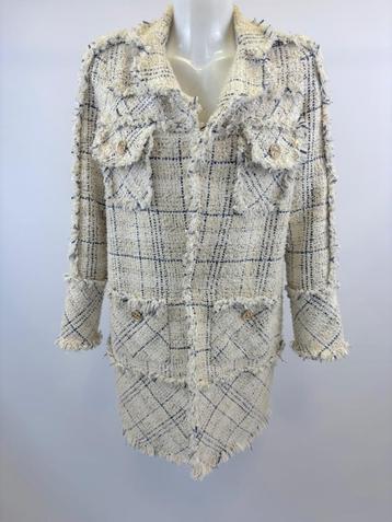 EDWARD ACHOUR Beige ruit tweed jasje  MAAT M beschikbaar voor biedingen