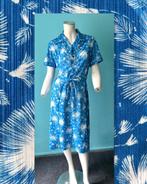 Vintage originele jaren 70 jurk blauw/wit maat 42, Maat 42/44 (L), Vintage, Knielengte, Gedragen