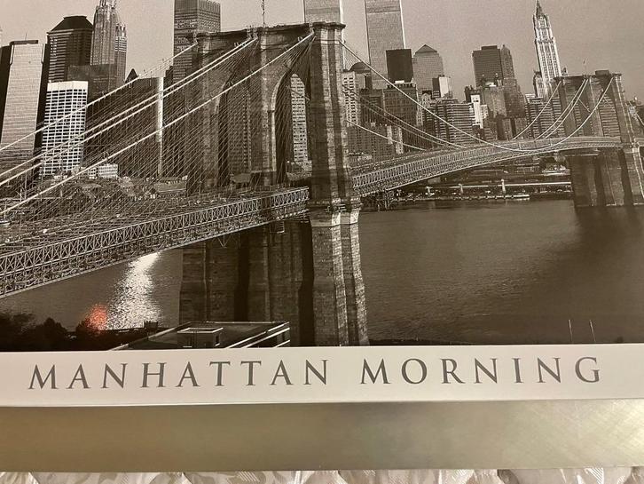 Foto Manhattan morning bridge (aluminium), Huis en Inrichting, Woonaccessoires | Schilderijen, Tekeningen en Foto's, Gebruikt
