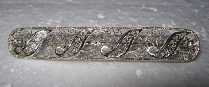 Sierlijke zilver filigrain broche (5459-664), Sieraden, Tassen en Uiterlijk, Broches, Zo goed als nieuw, Zilver, Zilver, Ophalen