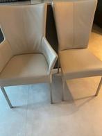 6 echte leren eetkamerstoelen, creme kleurig Merk HVS, Huis en Inrichting, Stoelen, Ophalen, Zo goed als nieuw, Leer
