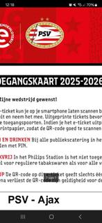 Psv - ajax ticket, Tickets en Kaartjes, Losse kaart, Eén persoon, September