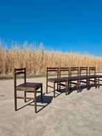 Set 6 - vintage jaren 60 70 eetkamerstoelen, Huis en Inrichting, Stoelen, Ophalen, Gebruikt, Bruin
