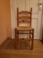 Houten stoel met rieten zitting, Huis en Inrichting, Stoelen, Ophalen, Riet of Rotan, Gebruikt, Bruin