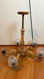 Brocante houten hanglamp 5 armig, Huis en Inrichting, Ophalen, Gebruikt
