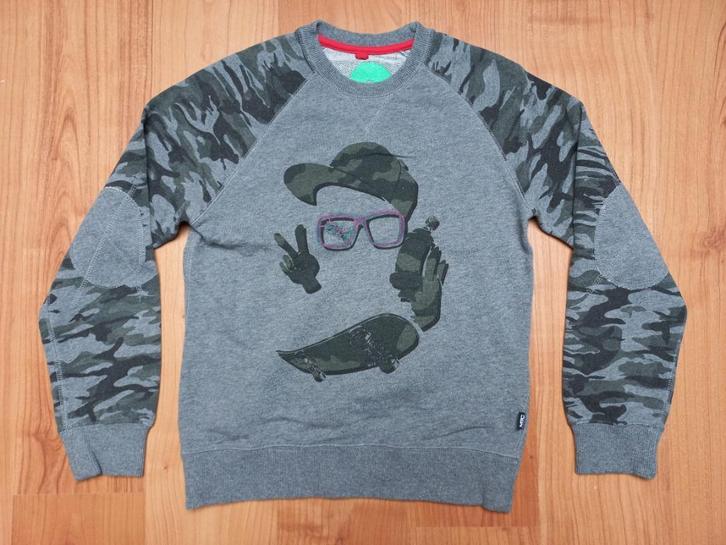 MTC / MITCH / Shoeby grijze sweater met leuke opdruk 152 jon, Kinderen en Baby's, Kinderkleding | Maat 152, Gebruikt, Jongen, Trui of Vest