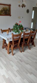 Eikenhouten eettafel met 6 stoelen, Gebruikt, Eikenhout, Landelijk, Vijf personen of meer