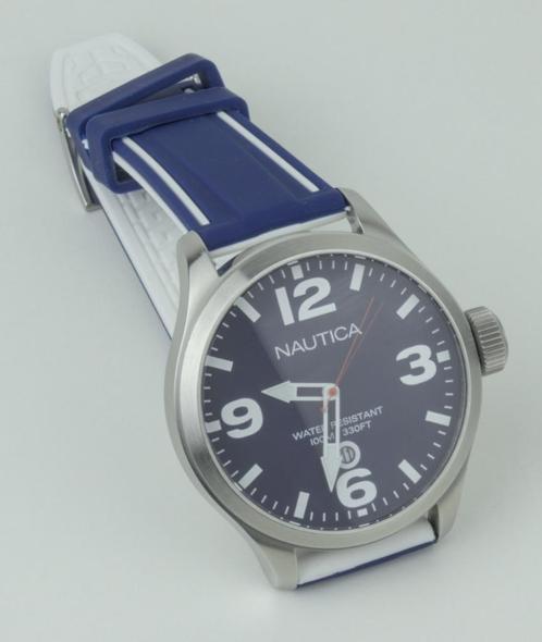 Nautica A12562 50mm 100m blue white blauw wit watch horloge, Sieraden, Tassen en Uiterlijk, Sporthorloges, Zo goed als nieuw, Blauw
