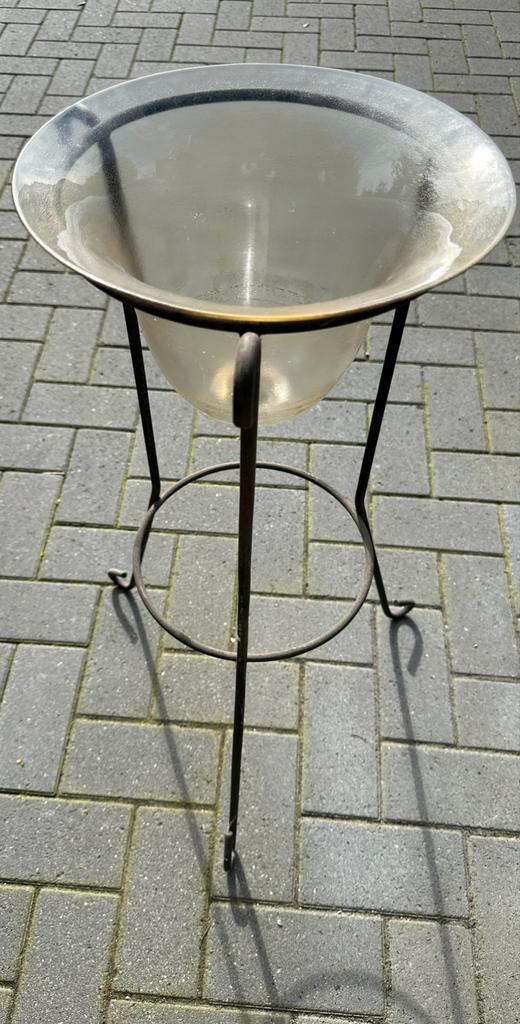 plantenbak van glas en ijzer, Tuin en Terras, Bloembakken en Plantenbakken, Zo goed als nieuw, Metaal, Minder dan 30 cm, Rond