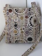Tasje beige stof met grafisch geweven motief 25 x 25 x 5 cm, Ophalen of Verzenden