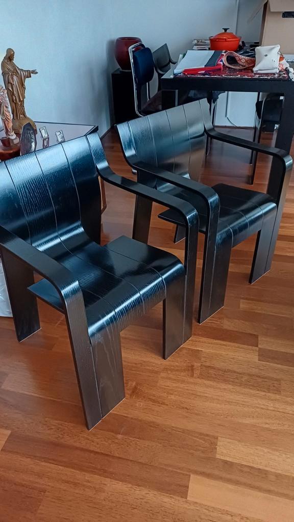 Stripchair 4 x zwart, Gijs Bakker, Huis en Inrichting, Stoelen, Zo goed als nieuw, Eén, Zwart, Ophalen
