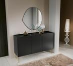 Dressoir. Zwart. Marmerlook. 144 cm. Zgan., Huis en Inrichting, Kasten | Dressoirs, Ophalen, Met deur(en), 100 tot 150 cm, Zo goed als nieuw