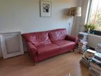 Rode leren bank, Huis en Inrichting, Ophalen, Gebruikt, 75 tot 100 cm