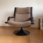 Artifort F140 Geoffrey Harcourt draaivoet fauteuil vintage, Ophalen, Gebruikt, Hout, 75 tot 100 cm
