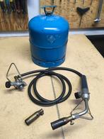 Soldeerbrander met gasfles en toebehoren., Ophalen of Verzenden, Gebruikt