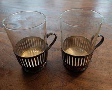 Vintage theeglazen  Douwe Egberts, 2 stuks beschikbaar voor biedingen