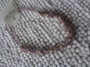 ketting met zilverkl kralen en stukjes amethist nr k 5384 beschikbaar voor biedingen