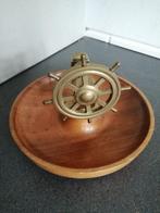 OUDE KOPEREN MARITIEME NOTENKRAKER  HARD HOUTEN KOM 20x15 cm, Verzamelen, Scheepvaart, Gebruikt, Gebruiksvoorwerp, Motorboot of Zeilboot