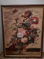 Geborduurd bloemen schilderij, Minder dan 50 cm, Ophalen of Verzenden, Zo goed als nieuw, Schilderij