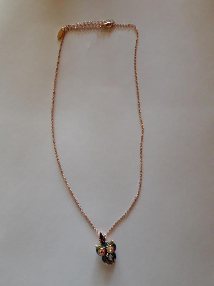 Nieuwe halsketting roségold met hanger van uiltje, Sieraden, Tassen en Uiterlijk, Kettingen, Nieuw, Goud, Goud, Met edelsteen