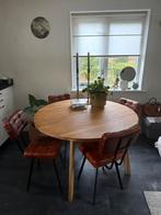 Eikenhouten eettafel rond 120cm, Huis en Inrichting, Tafels | Eettafels, Ophalen, 100 tot 150 cm, Rond, Zo goed als nieuw