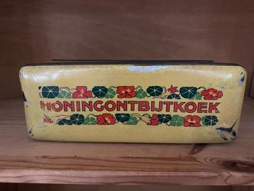 Vintage bewaarblik Honing ontbijtkoek Verkade (1945-1960) beschikbaar voor biedingen