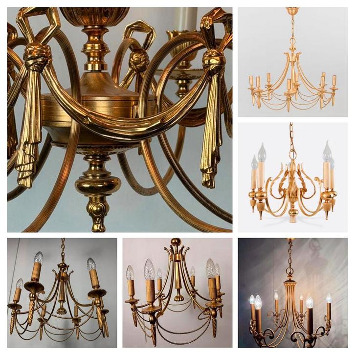 Collectie  vergulde kroonluchters -Sciolari -Milaan, Huis en Inrichting, Lampen | Kroonluchters, Metaal, Ophalen