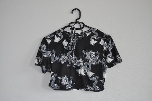 crop top met open rug, Kleding | Dames, Tops, Nieuw, Maat 38/40 (M), Zwart, Korte mouw, Ophalen of Verzenden