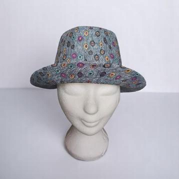 Kinder zomer hoed grijs blauw geel paars print beschikbaar voor biedingen