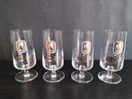 4 Originele Bitburger voetglazen met oud logo., Ophalen of Verzenden, Zo goed als nieuw