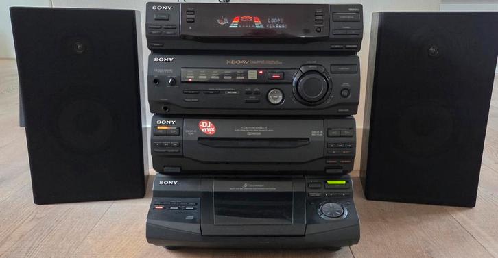 Sony vintage Stereo Toren Systeem, met boxen, XB8AV, Audio, Tv en Foto, Stereo-sets, Gebruikt, Cassettedeck, Cd-speler, Tuner of Radio