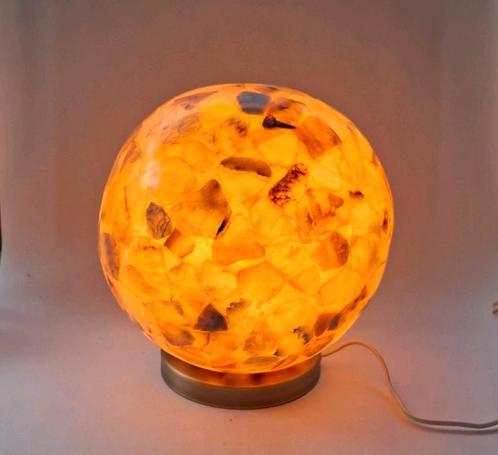 Grote Vintage Albasten Bollamp, Huis en Inrichting, Lampen | Tafellampen, Zo goed als nieuw, Minder dan 50 cm, Ophalen of Verzenden