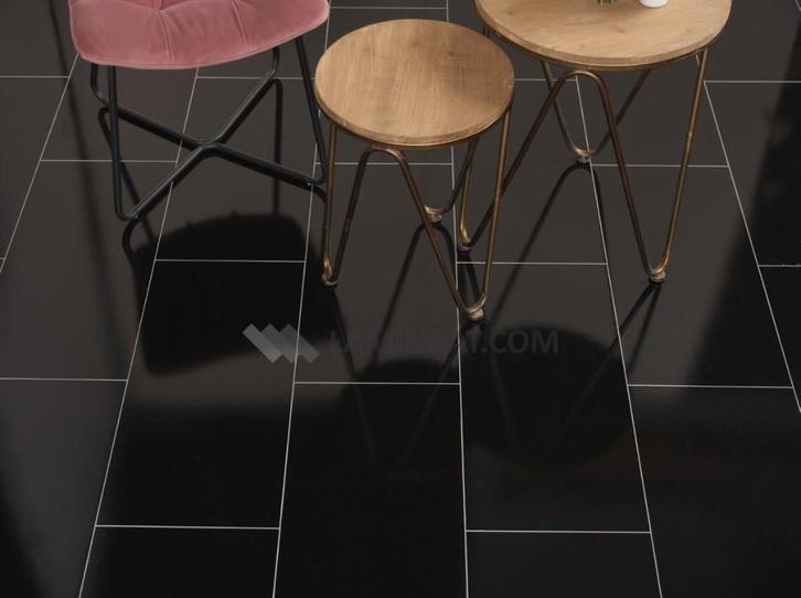 Hoogglans Zwart tegel laminaat 8mm V-groev Elesgo, Huis en Inrichting, Stoffering | Vloerbedekking, Nieuw, Laminaat, Zwart, Overige kleuren