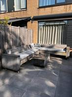 Steigerhout tuinbank met tatel, Ophalen, Gebruikt, 6 zitplaatsen, Steigerhout