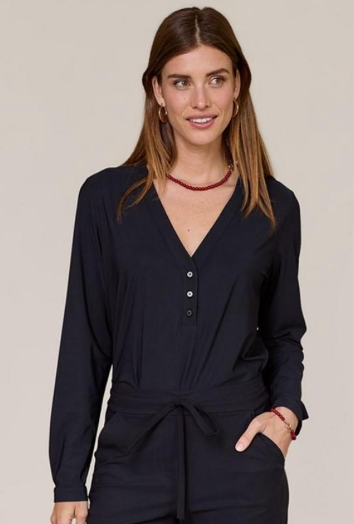 Studio anneloes evi blouse XXL zwart travelstof, Kleding | Dames, Blouses en Tunieken, Zo goed als nieuw, Maat 46/48 (XL) of groter