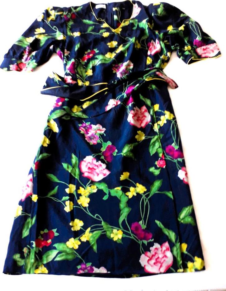 Vintage damesjurk, Kleding | Dames, Jurken, Zo goed als nieuw, Maat 38/40 (M), Blauw, Knielengte, Ophalen