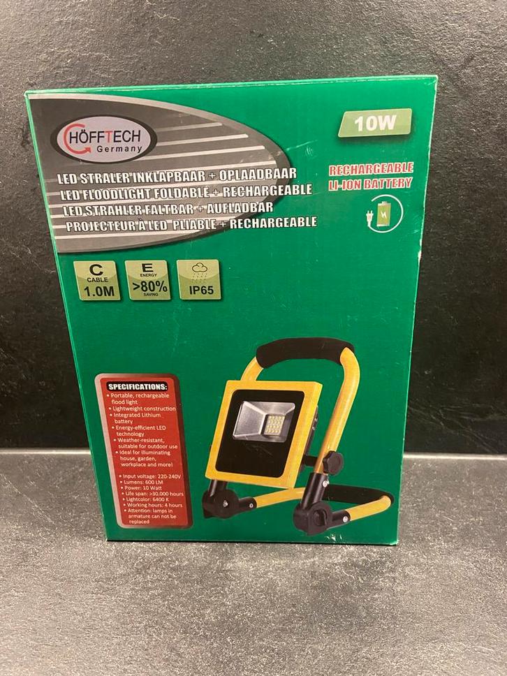 Hofftech LED Bouwlamp 10W Oplaadbaar - Nieuw, Doe-het-zelf en Verbouw, Bouwverlichting, Nieuw, Lamp met armatuur, Minder dan 50 watt