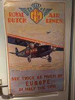 Vintage Royal Dutch Airlines (KLM) Poster, Verzamelen, Luchtvaart en Vliegtuigspotten, Ophalen of Verzenden, Gebruikt
