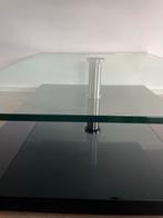Glazen salontafel met zwart onderstel - Wegens verhuizing, Huis en Inrichting, Ophalen, Gebruikt, 100 tot 150 cm, 50 tot 100 cm