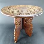 Hand gesneden houten Kashmir tafeltje uit India, inklapbaar, Verzenden