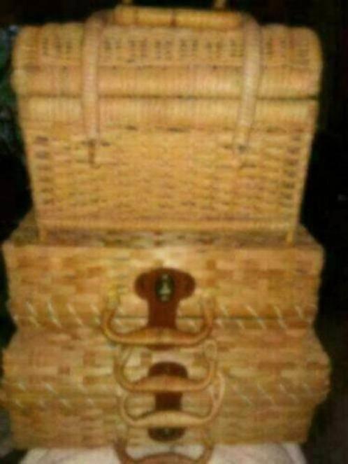 Rieten koffers, 2 stuks, Huis en Inrichting, Woonaccessoires | Kisten, Zo goed als nieuw, Minder dan 50 cm, Minder dan 50 cm, 50 tot 100 cm