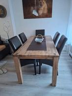 Eettafelset met vijf leren stoelen, Ophalen, Gebruikt, 4 tot 6 stoelen