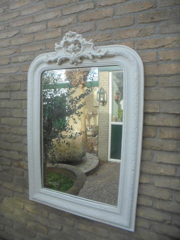 Zeer fraaie Antieke Spiegel met mooie Kuif, Antiek en Kunst, Antiek | Spiegels, 50 tot 100 cm, 100 tot 150 cm, Rechthoekig, Ophalen