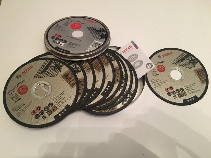 10 nieuwe Bosch doorslijpschijven (125mm x 1mm), Doe-het-zelf en Verbouw, Gereedschap | Slijpmachines, Nieuw, Haakse handslijpmachine