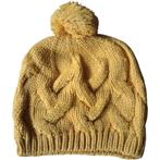 Beanie kabel muts mosterdgeel one size, Noekies.com, Jongen of Meisje, Nieuw, Muts