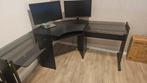 Hoekbureau zwart hout/glas, Huis en Inrichting, Bureaus, Ophalen
