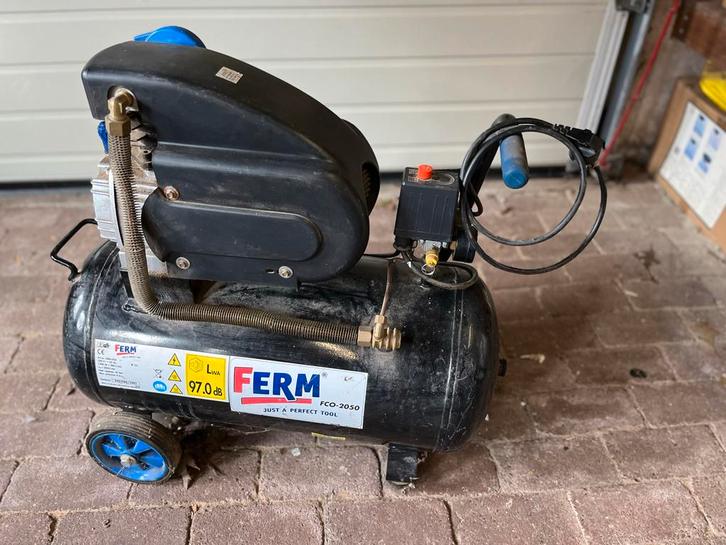 Ferm FCO-2050 Compressor, Doe-het-zelf en Verbouw, Compressors, Gebruikt, 6 tot 10 bar, 25 tot 100 liter, Minder dan 200 liter/min
