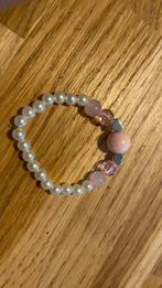 Roze armband met parels, Verzenden, Nieuw, Elastiek, Roze