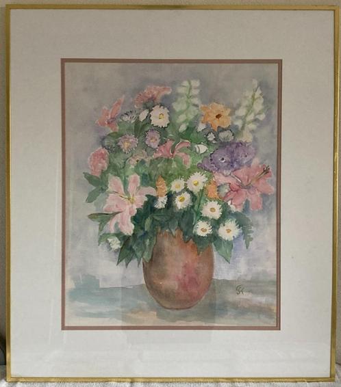 SCHILDERIJ VAAS MET BLOEM 80X70 cm, Huis en Inrichting, Woonaccessoires | Schilderijen, Tekeningen en Foto's, Gebruikt, Print